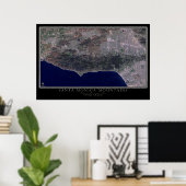 Santa Monica Mountains California Satellite Map Poster (Thuiskantoor)