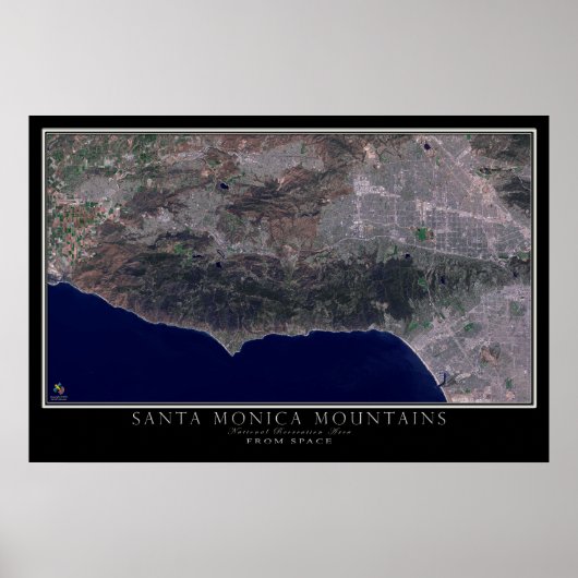 Santa Monica Mountains California Satellite Map Poster (Voorkant)