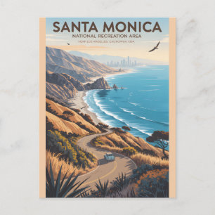 Santa Monica Mountains Reisposter uit vroeger ti Briefkaart