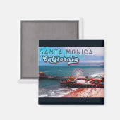 Santa Monica Pier Ca USA Retro Souvenirs 80s Magneet (Voorkant / Achterkant)