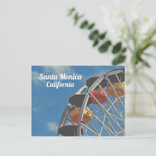 Santa Monica Pier California  Ferris Wheel Briefkaart (Staand voorkant)