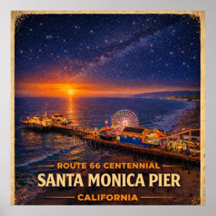 Santa Monica Pier Californië Honderdjarig bestaan Poster