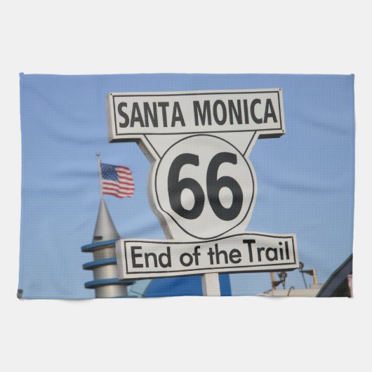 Santa Monica Pier - Einde van het spoor Theedoek (Horizontaal)