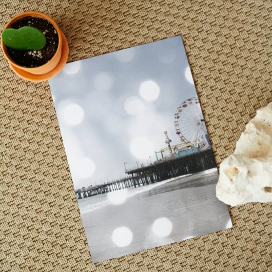 Santa Monica Pier Gray Sparkles Foto bewerken Briefkaart