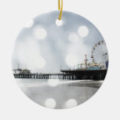 Santa Monica Pier - Gray Sparkles Foto bewerken Keramisch Ornament (Voorkant)