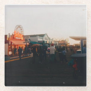 Santa Monica Pier, Los Angeles, Californië Glazen Onderzetter
