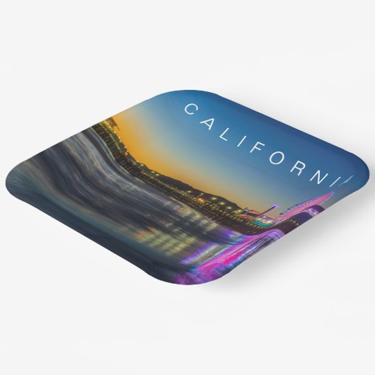 Santa Monica Pier | Los Angeles, Californië Papieren Bordje (Gebogen)