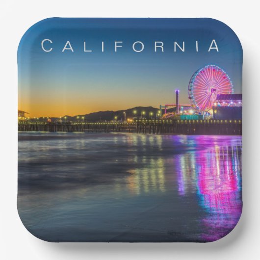 Santa Monica Pier | Los Angeles, Californië Papieren Bordje (Voorkant)