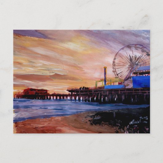 Santa Monica Pier op Sunset Briefkaart (Voorkant)