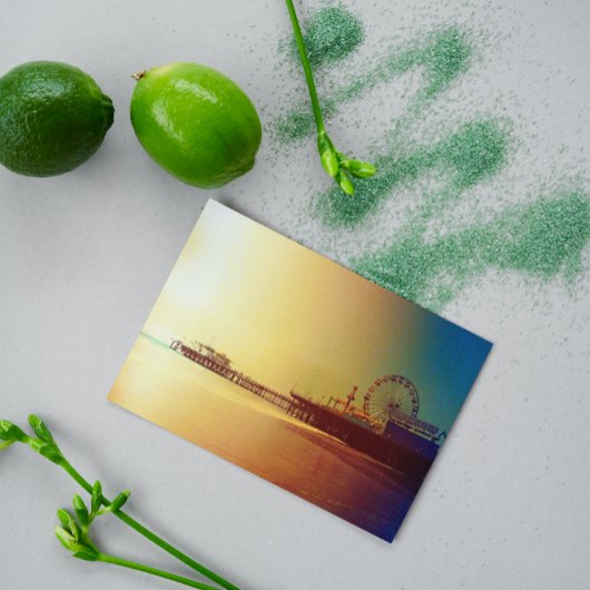 Santa Monica Pier - Oranje Sunrise Foto Edit Briefkaart