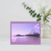 Santa Monica Pier Paars Hearts Briefkaart (Staand voorkant)