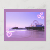 Santa Monica Pier Paars Hearts Briefkaart (Voorkant)