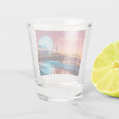 Santa Monica Pier Pink & Blue Sunset Los Angeles Shot Glas (Achterkant)
