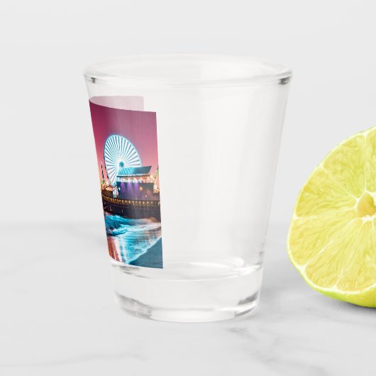 Santa Monica Pier Pink & Blue Sunset Los Angeles Shot Glas (Rechts)