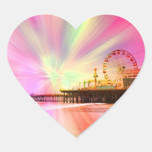Santa Monica Pier Pink Explosion Hart Sticker (Voorkant)