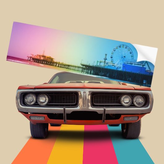 Santa Monica Pier Rainbow Colors Bumpersticker