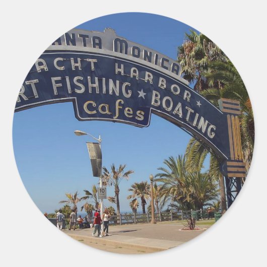 Santa Monica Pier Ronde Sticker (Voorkant)