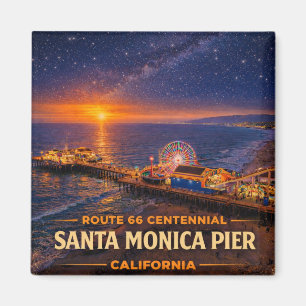 Santa Monica Pier Route 66 Koelkast Souvenir Magneet