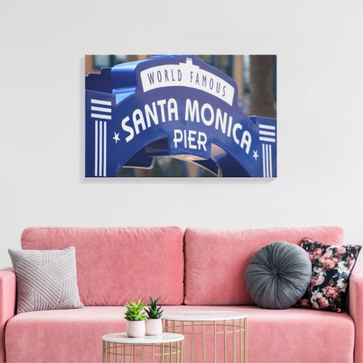 Santa Monica Pier Sign Canvas Afdruk (Insitu (Woonkamer))