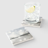 Santa Monica Pier Silver Grey Sparkles Stenen Onderzetter (Zijkant)