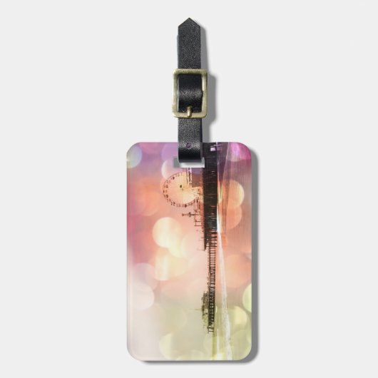 Santa Monica Pier - Spaarroze Foto bewerken Bagagelabel (Voorkant verticaal)