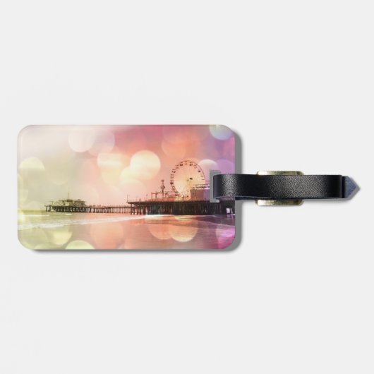 Santa Monica Pier - Spaarroze Foto bewerken Bagagelabel (Achterkant horizontaal)