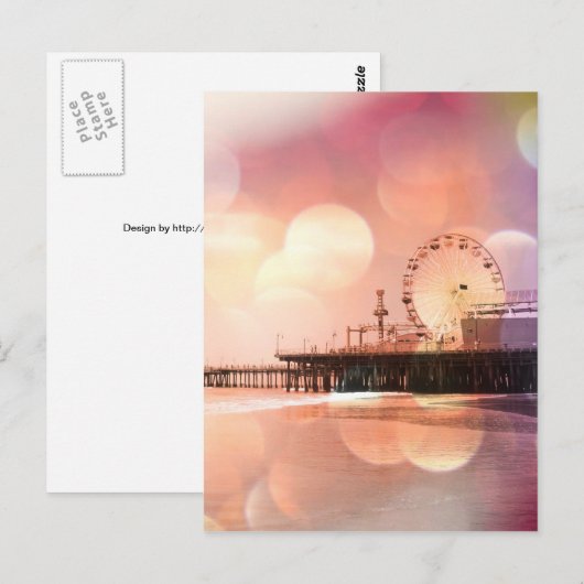 Santa Monica Pier - Spaarroze Foto bewerken Briefkaart (Voorkant / Achterkant)