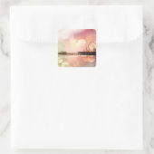 Santa Monica Pier - Spaarroze Foto bewerken Vierkante Sticker (Tas)