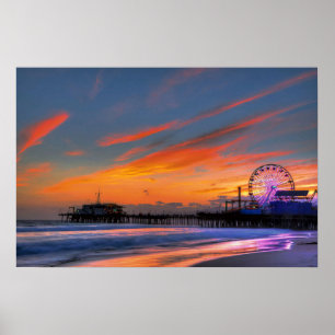 Santa Monica Pier Sunset Poster