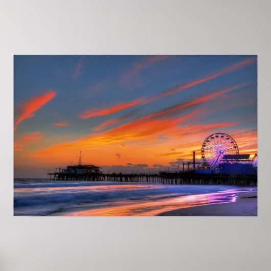 Santa Monica Pier Sunset Poster (Voorkant)