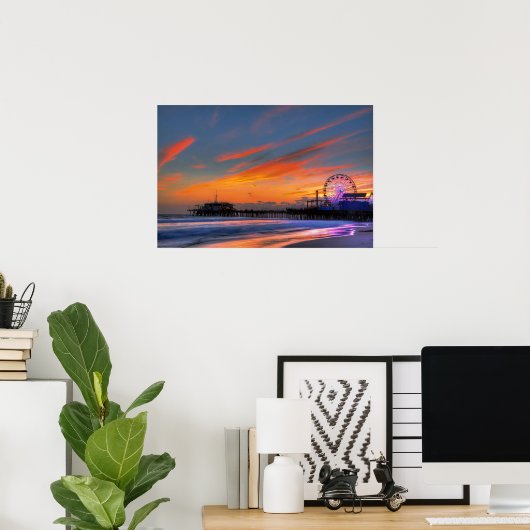 Santa Monica Pier Sunset Poster (Thuiskantoor)