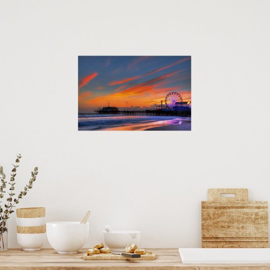 Santa Monica Pier Sunset Poster (Keuken)