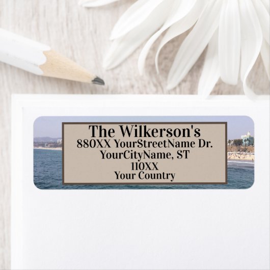 Santa Monica Pier Uitzicht van de strand en de oce Etiket (Insitu)