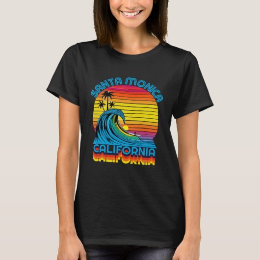 Santa Monica Retro Throwback Surf & Beach Souvenir T-shirt (Voorkant)