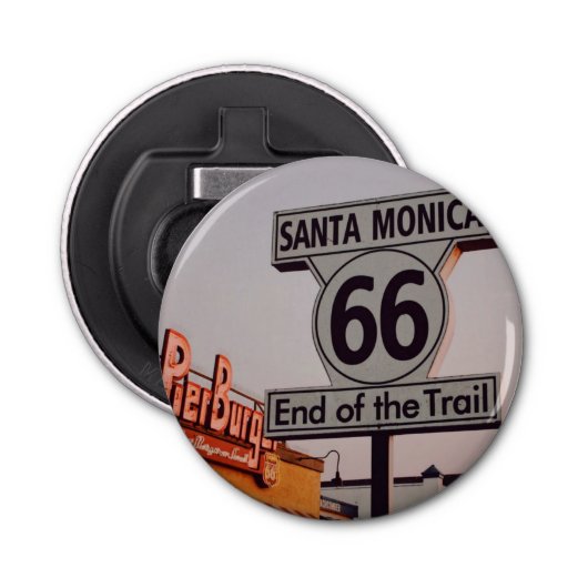 Santa Monica Route 66 California Button Flesopener (Voorkant)