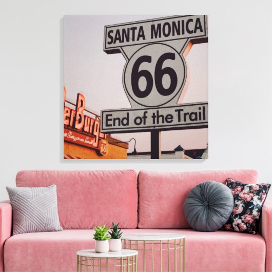 Santa Monica Route 66 California Canvas Afdruk (Insitu (Woonkamer))