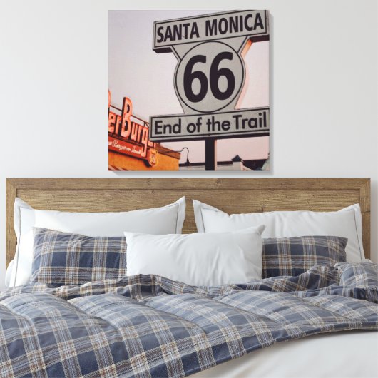 Santa Monica Route 66 California Canvas Afdruk (Insitu (Slaapkamer))