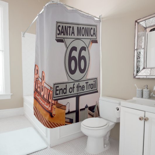Santa Monica Route 66 California Douchegordijn (In situ)