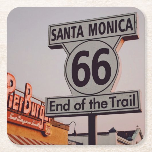 Santa Monica Route 66 California Kartonnen Onderzetters (Voorkant)