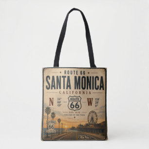 Santa Monica Route 66 Coördinaten Strand Tote Bag