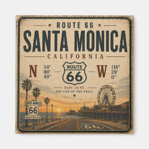 Santa Monica Route 66 Koelkast Kunst Magneet