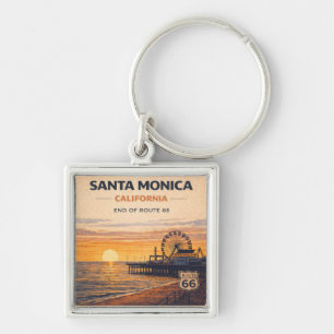 Santa Monica Route 66 Kustreis Souvenir Sleutelhanger
