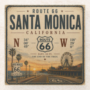 Santa Monica Route 66 Sip Stop Glazen Onderzetter