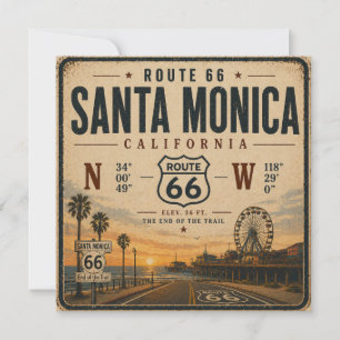 Santa Monica Route 66 Uitnodigingskaart