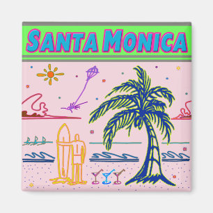 "Santa Monica" Surfer Beach Magnet