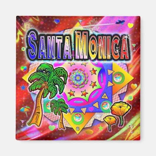 Santa Monica Tropical Friends Magnet (Voorkant)