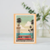 Santa Monica vintage reisillustratie Briefkaart (Staand voorkant)