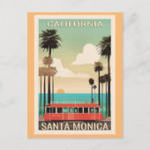 Santa Monica vintage reisillustratie Briefkaart (Voorkant)