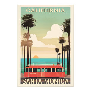 Santa Monica vintage reizen poster