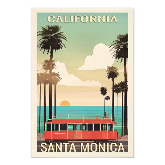 Santa Monica vintage reizen poster (Voorkant)